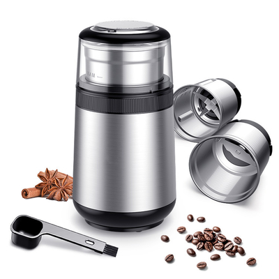 Blade Silver Portable Electric Coffee Grinder Detachable ABS Easy Operation