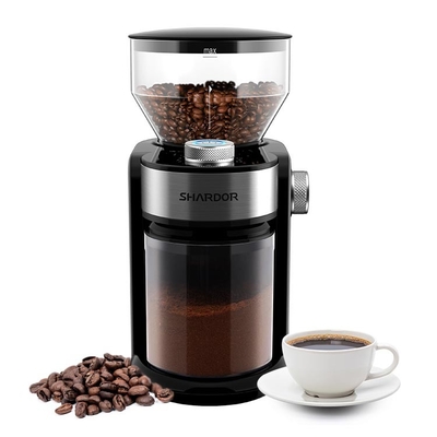 Small Flat Burr Coffee Grinder 240g 16 Setting Espresso French Press Coffee Grinder