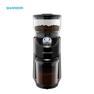 100W Portable Automatic Black Coffee Grinder 240g Conical Burr 2-12 Cups 14 Adjustable