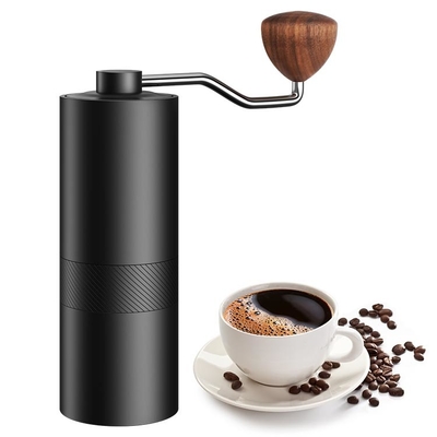 Black 12 Setting Compact Coffee Grinder Dual Bearings Hand Crank Conical Burr Grinder