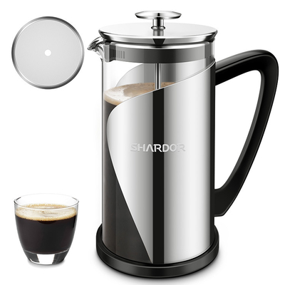 Stainless Steel French Press Coffee Maker 1000ML Large Glass Double Wall French Press
