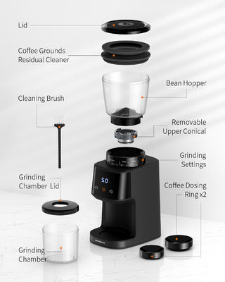 Black Homeuse Coffee Bean Burr Grinder Electric Particle Size CE ETL CB